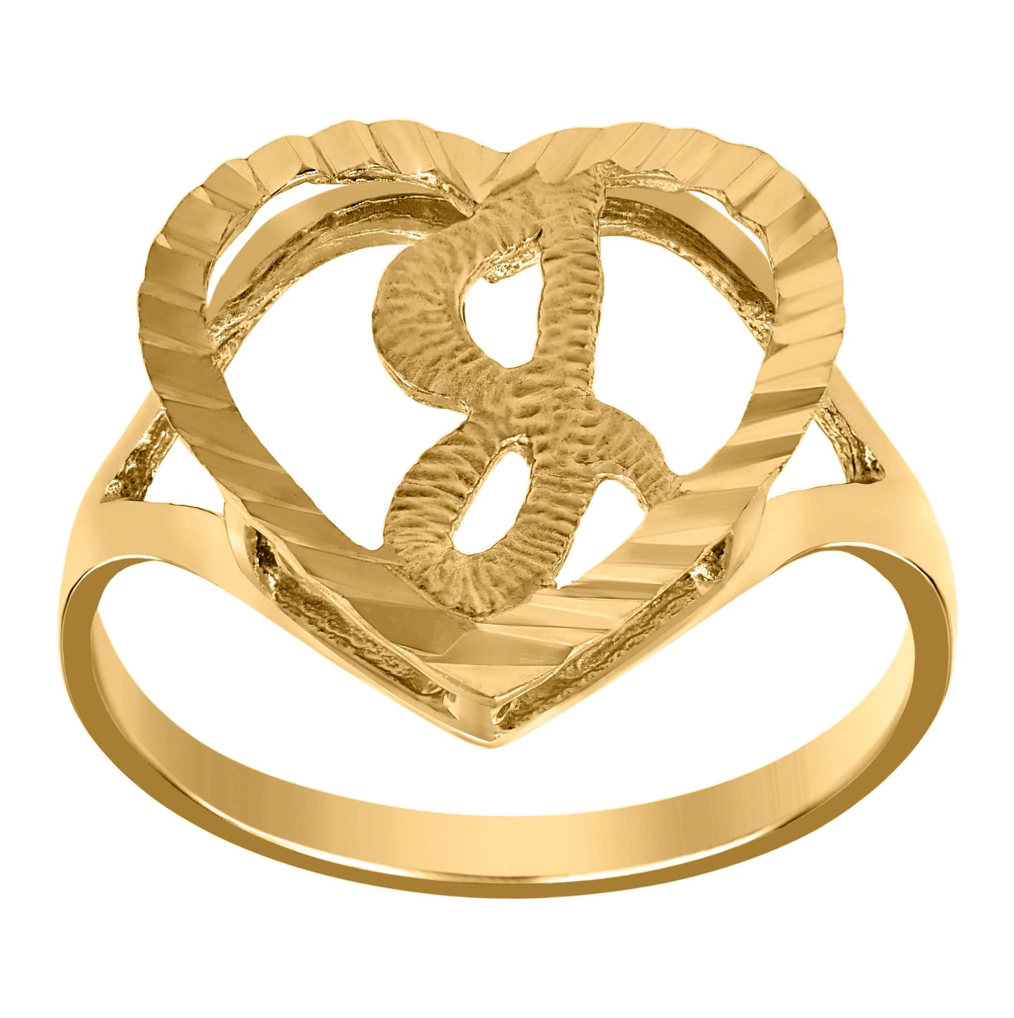 10K Yellow Gold Unisex Initial Alphabet Bridal Anniversary Engagement Wedding Ring