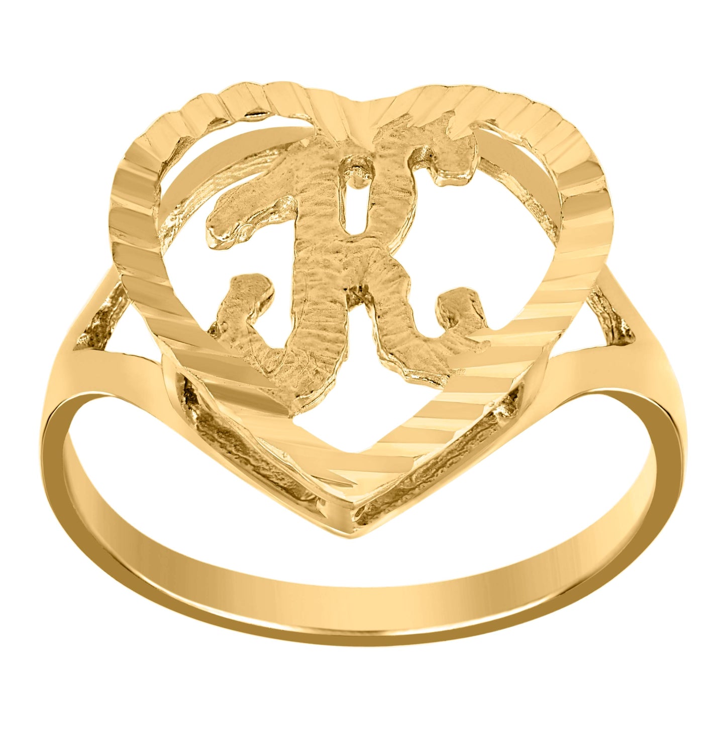 10K Yellow Gold Unisex Initial Alphabet Bridal Anniversary Engagement Wedding Ring