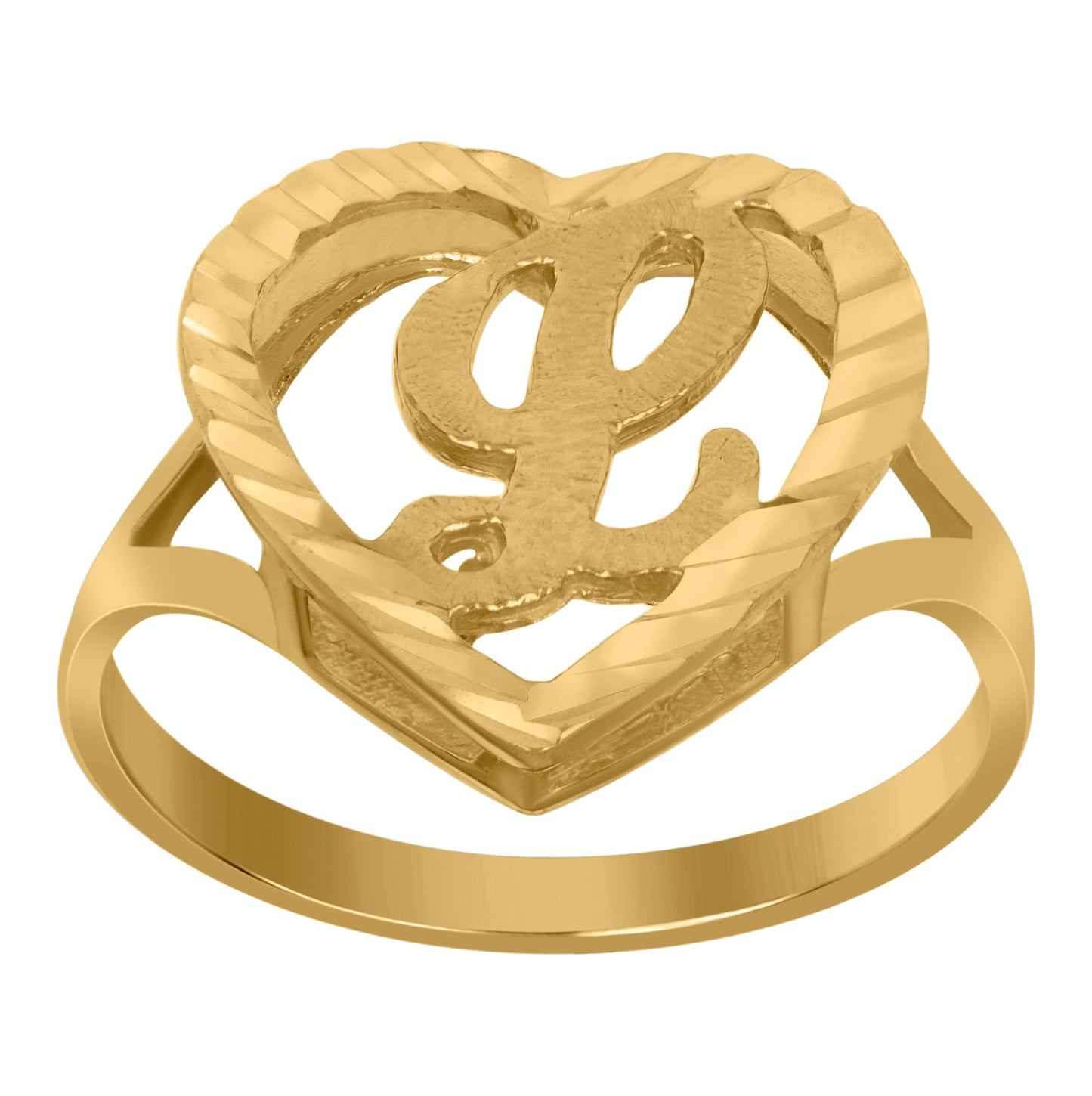 10K Yellow Gold Unisex Initial Alphabet Bridal Anniversary Engagement Wedding Ring