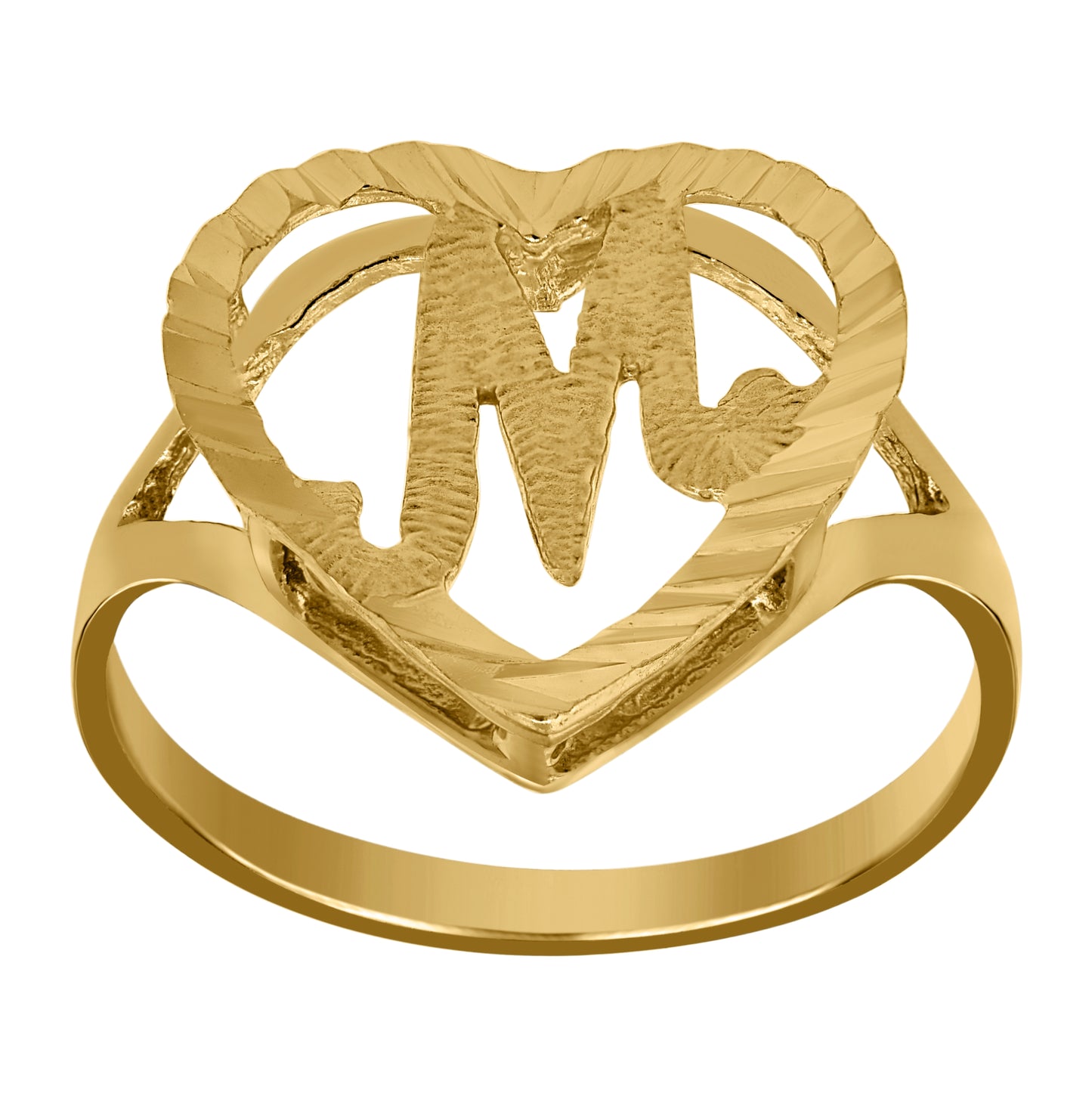 10K Yellow Gold Unisex Initial Alphabet Bridal Anniversary Engagement Wedding Ring