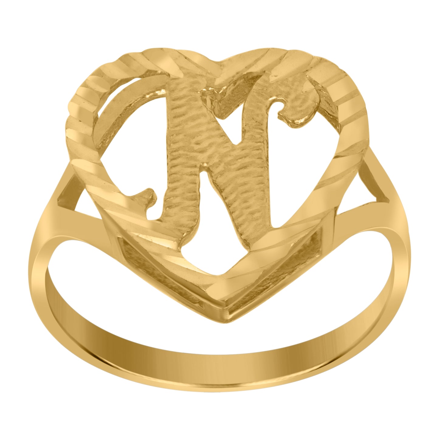 10K Yellow Gold Unisex Initial Alphabet Bridal Anniversary Engagement Wedding Ring