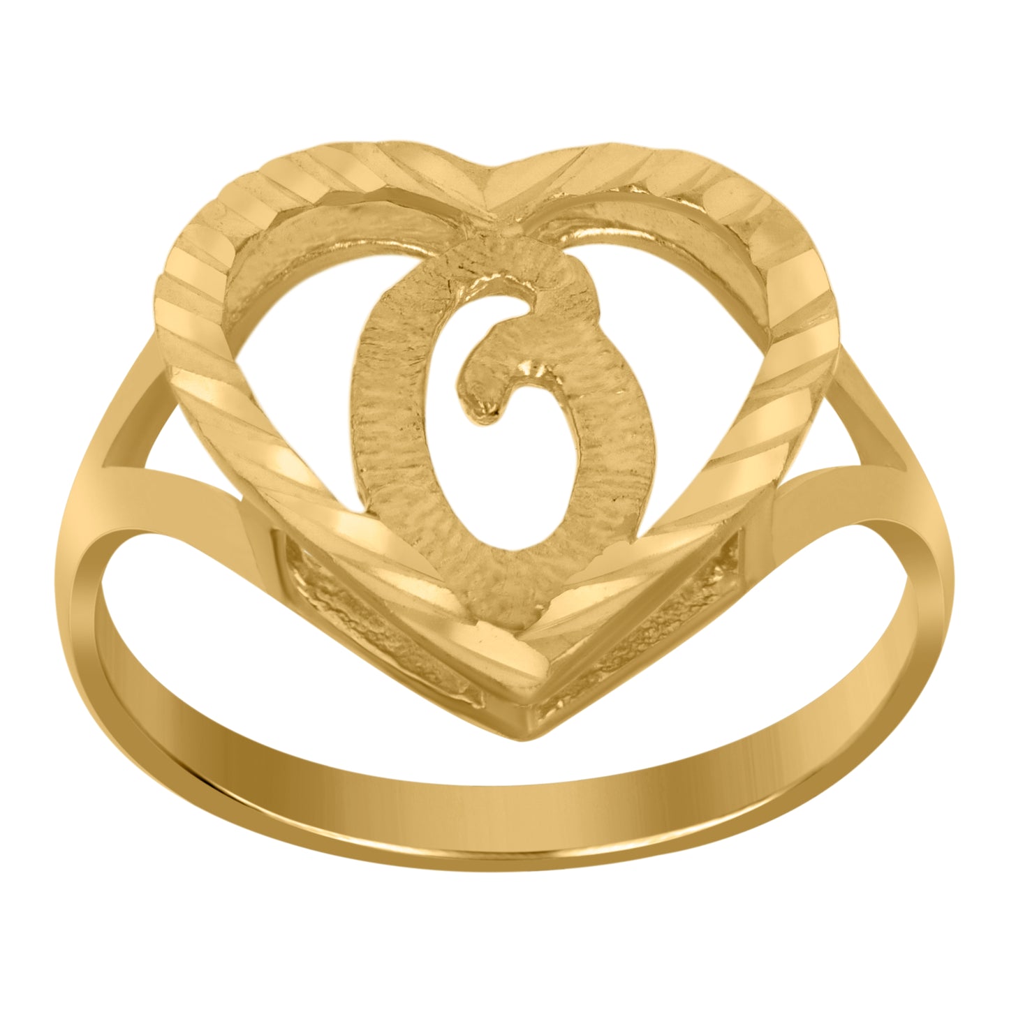 10K Yellow Gold Unisex Initial Alphabet Bridal Anniversary Engagement Wedding Ring