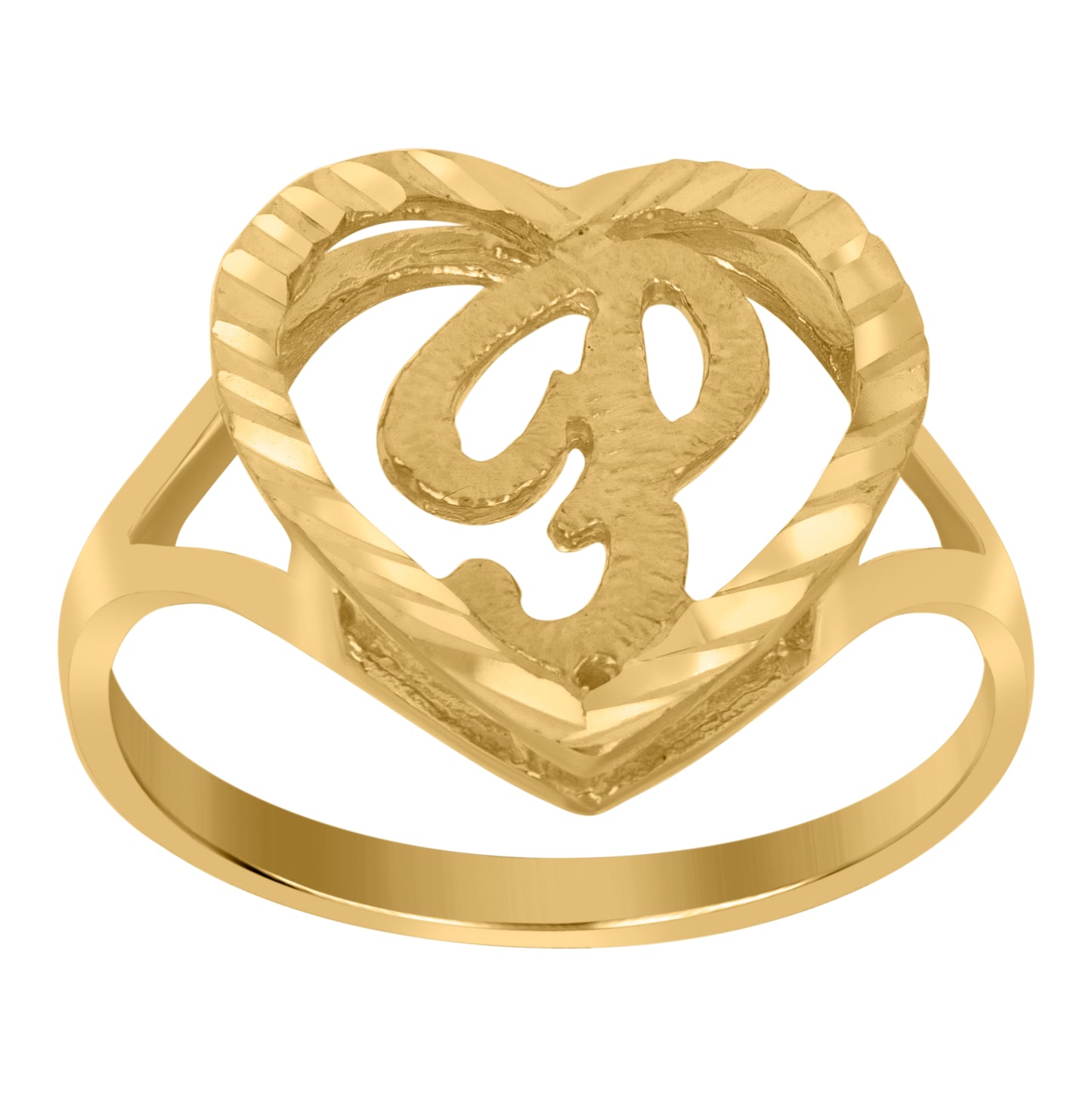 10K Yellow Gold Unisex Initial Alphabet Bridal Anniversary Engagement Wedding Ring