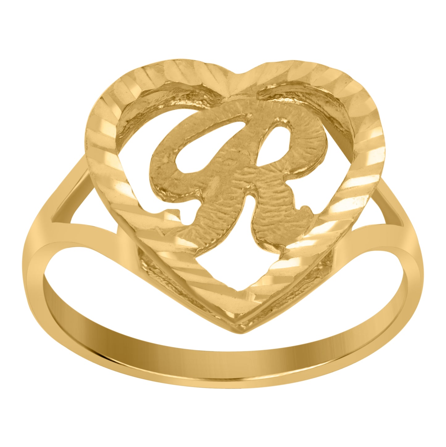 10K Yellow Gold Unisex Initial Alphabet Bridal Anniversary Engagement Wedding Ring