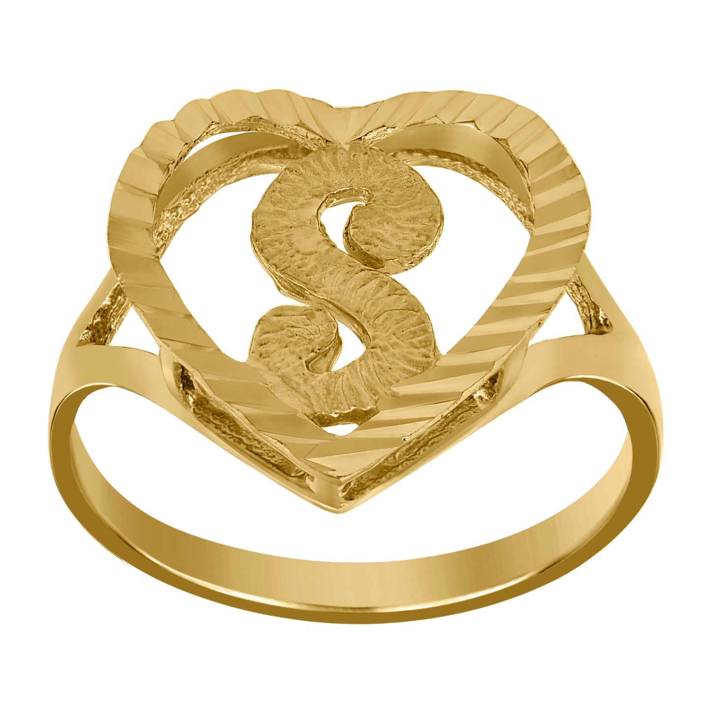 10K Yellow Gold Unisex Initial Alphabet Bridal Anniversary Engagement Wedding Ring