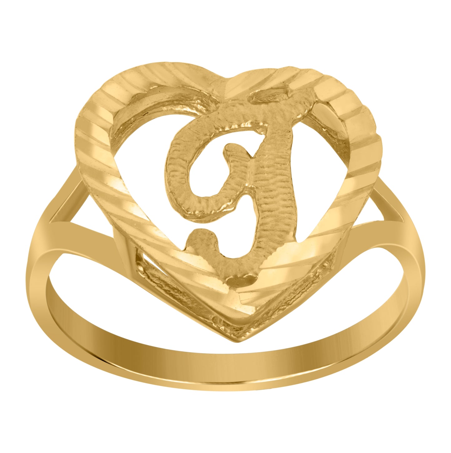 10K Yellow Gold Unisex Initial Alphabet Bridal Anniversary Engagement Wedding Ring