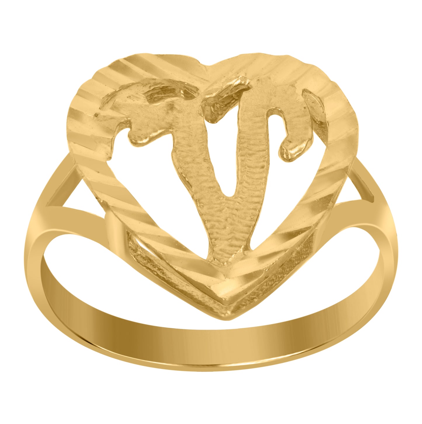 10K Yellow Gold Unisex Initial Alphabet Bridal Anniversary Engagement Wedding Ring