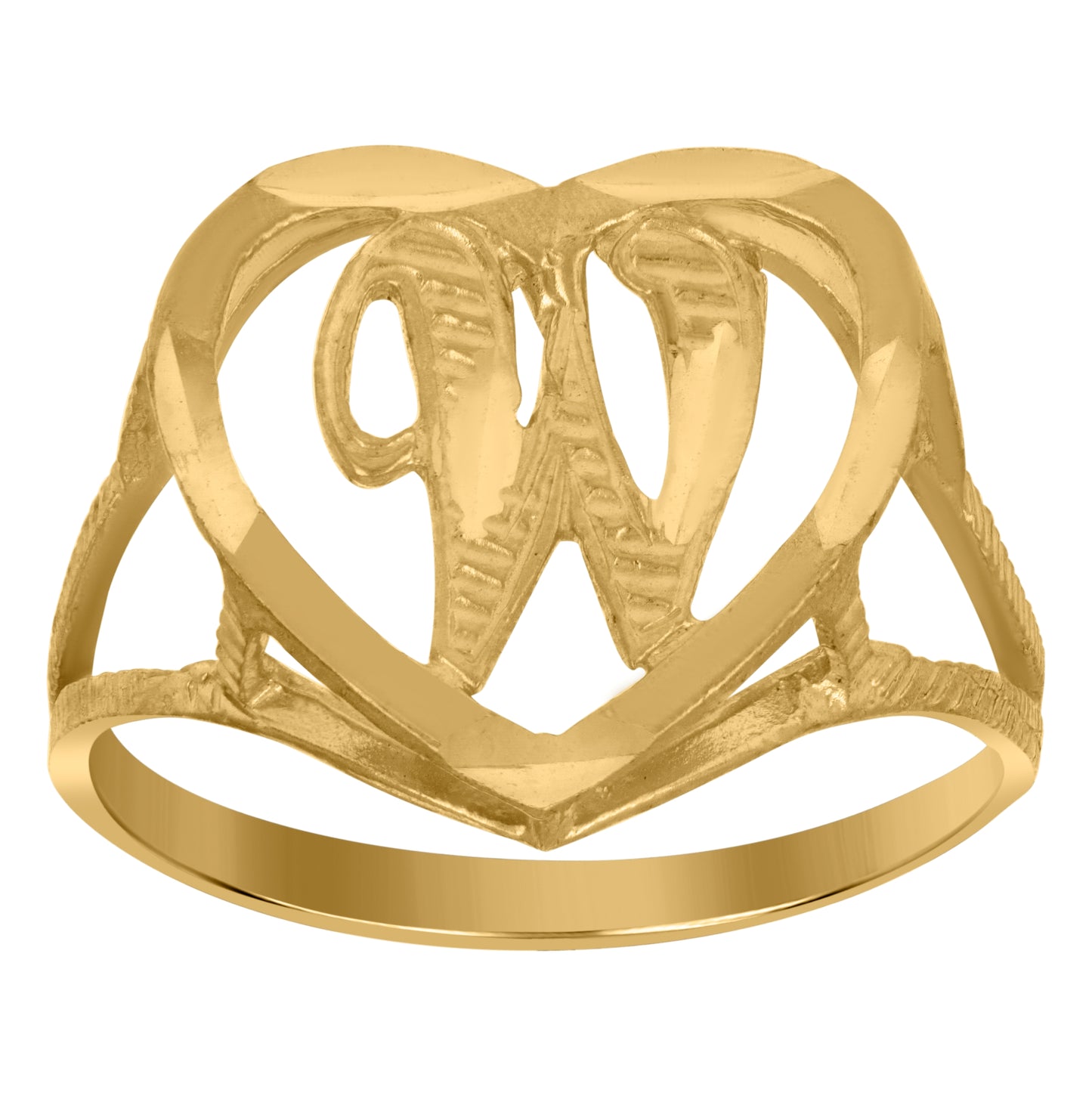 10K Yellow Gold Unisex Initial Alphabet Bridal Anniversary Engagement Wedding Ring