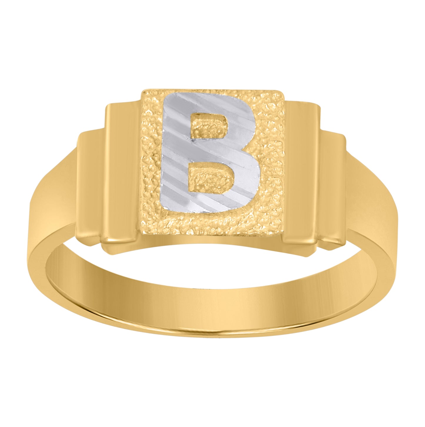 10K Two-Tone Gold Unisex Initial Alphabet Bridal Anniversary Engagement Wedding Ring