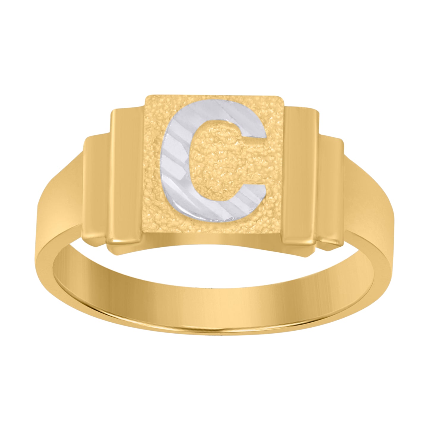 10K Two-Tone Gold Unisex Initial Alphabet Bridal Anniversary Engagement Wedding Ring