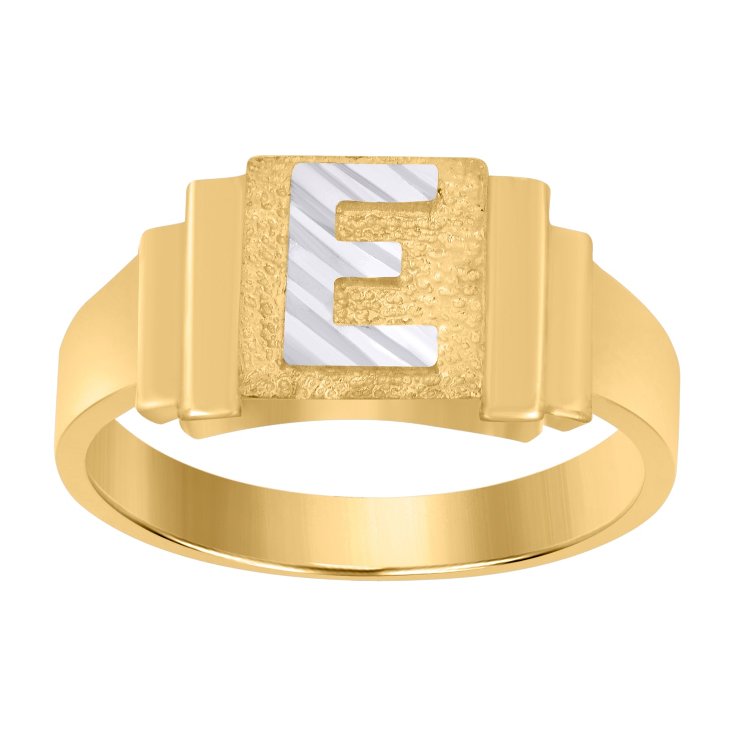 10K Two-Tone Gold Unisex Initial Alphabet Bridal Anniversary Engagement Wedding Ring