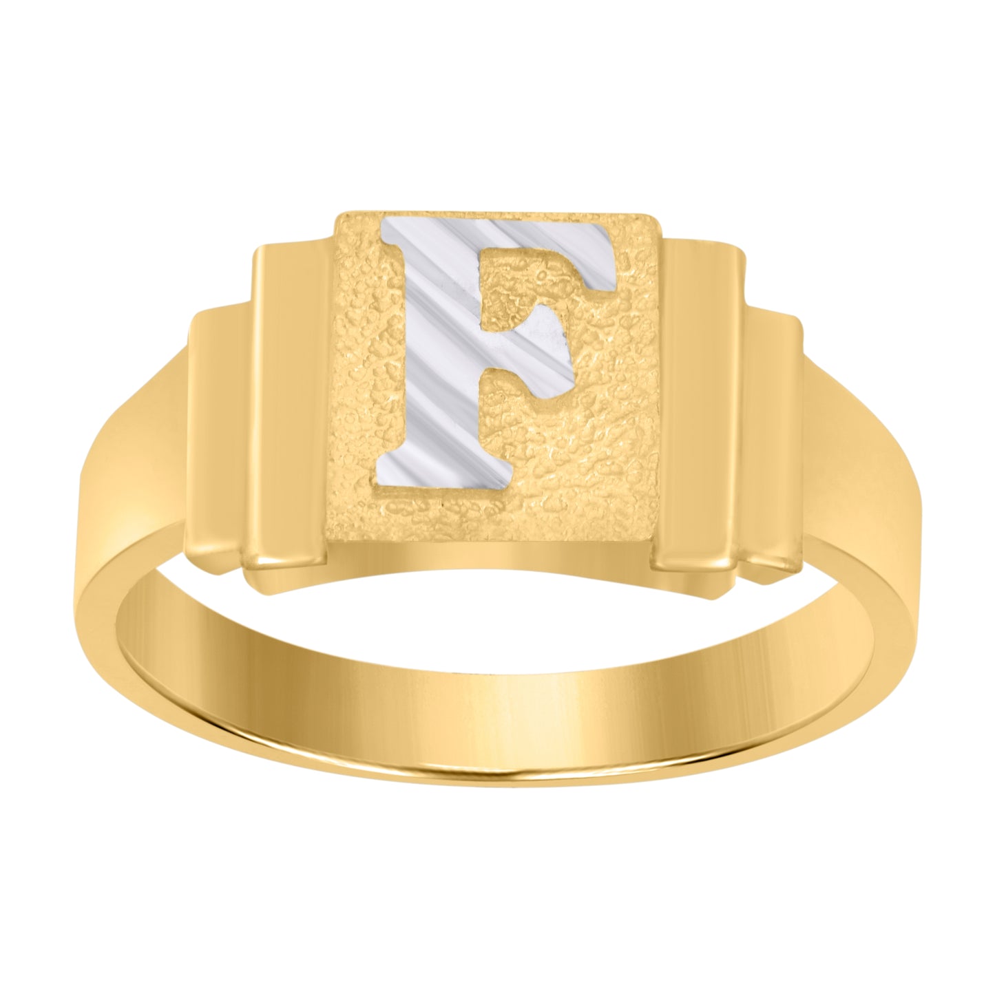 10K Two-Tone Gold Unisex Initial Alphabet Bridal Anniversary Engagement Wedding Ring