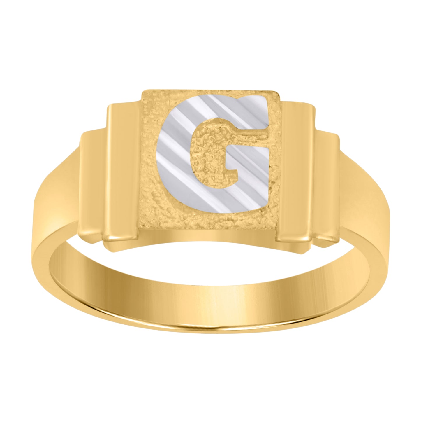 10K Two-Tone Gold Unisex Initial Alphabet Bridal Anniversary Engagement Wedding Ring
