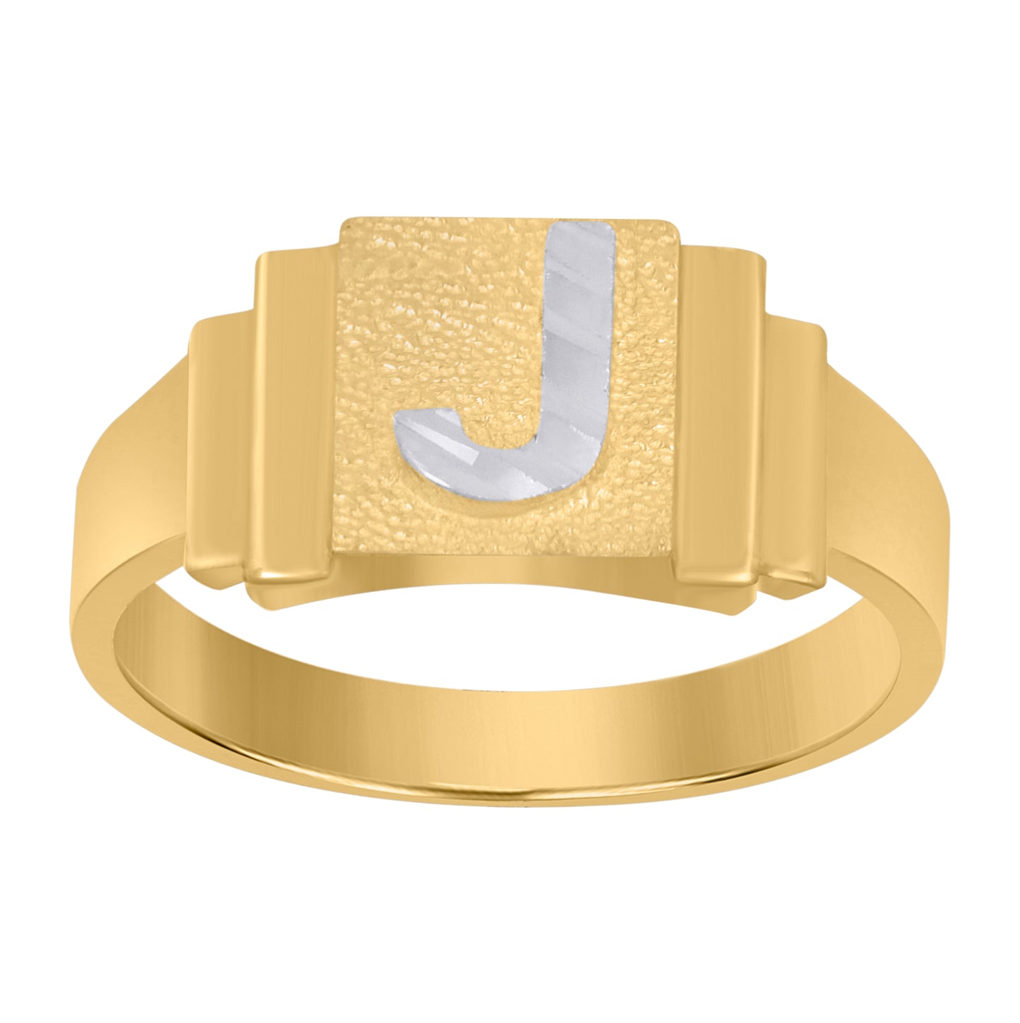 10K Two-Tone Gold Unisex Initial Alphabet Bridal Anniversary Engagement Wedding Ring