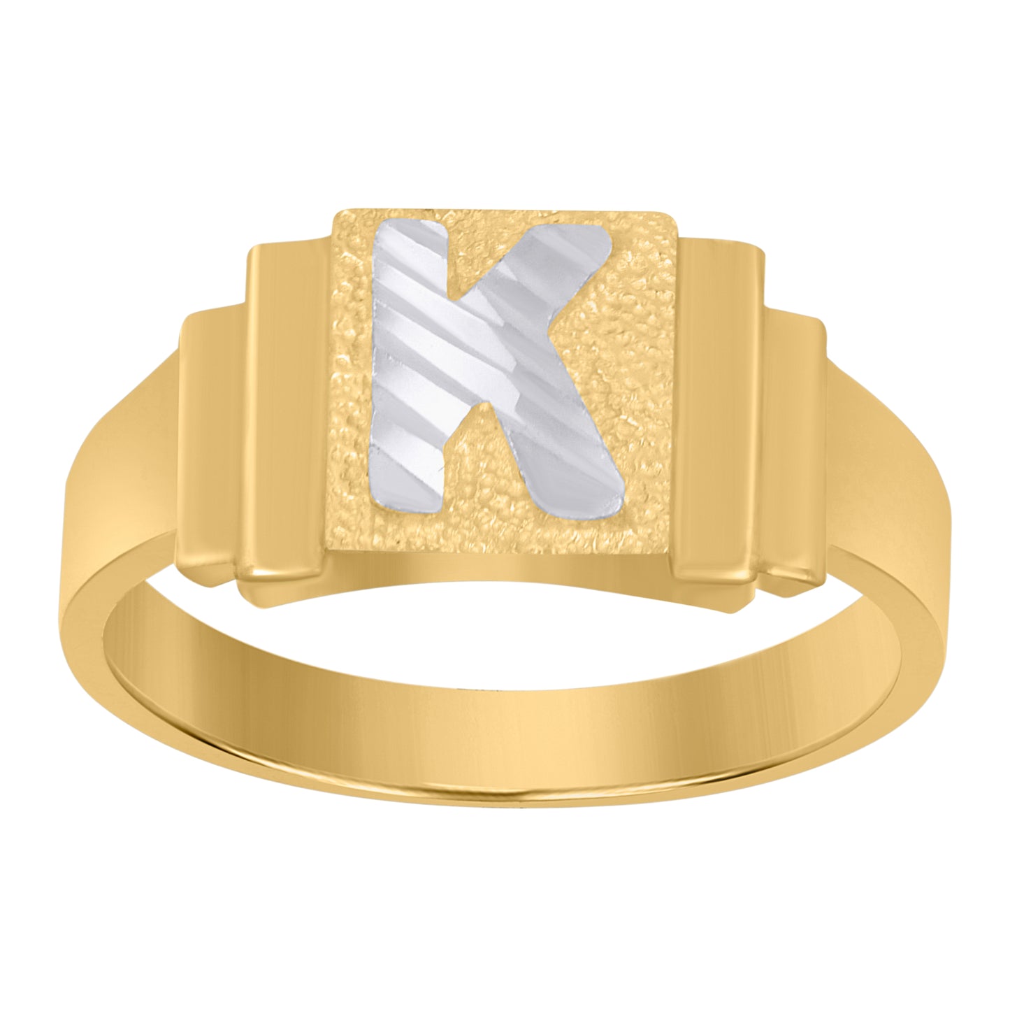 10K Two-Tone Gold Unisex Initial Alphabet Bridal Anniversary Engagement Wedding Ring