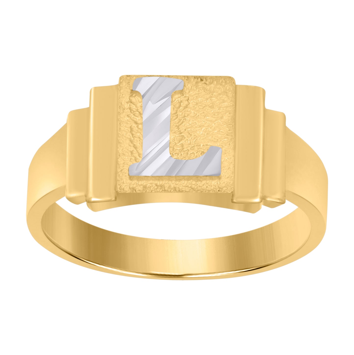 10K Two-Tone Gold Unisex Initial Alphabet Bridal Anniversary Engagement Wedding Ring