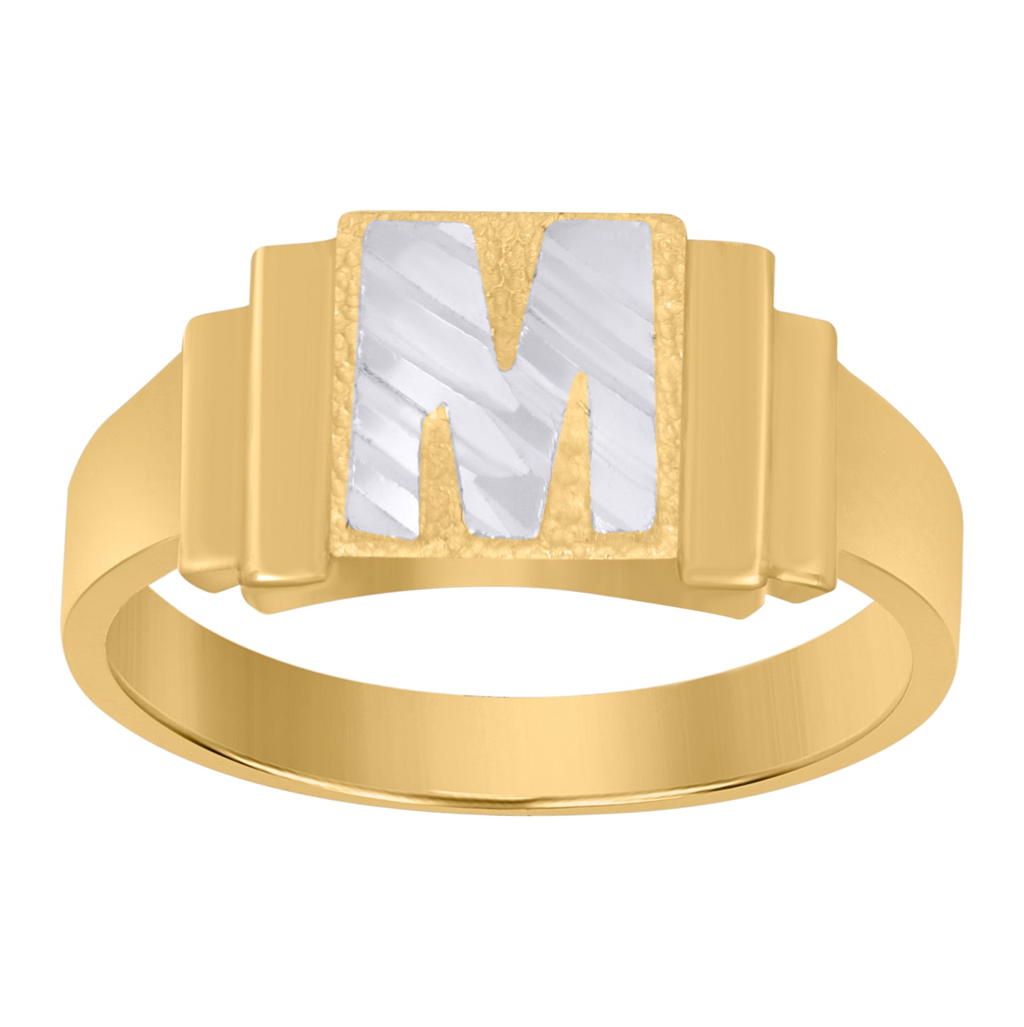 10K Two-Tone Gold Unisex Initial Alphabet Bridal Anniversary Engagement Wedding Ring