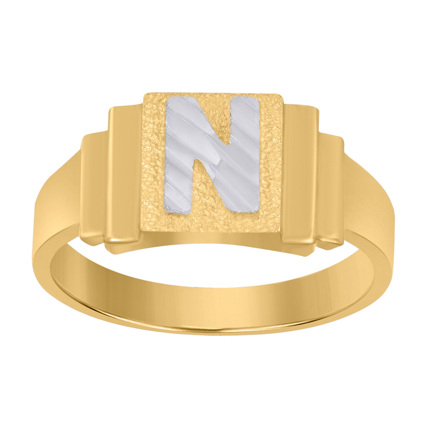 10K Two-Tone Gold Unisex Initial Alphabet Bridal Anniversary Engagement Wedding Ring