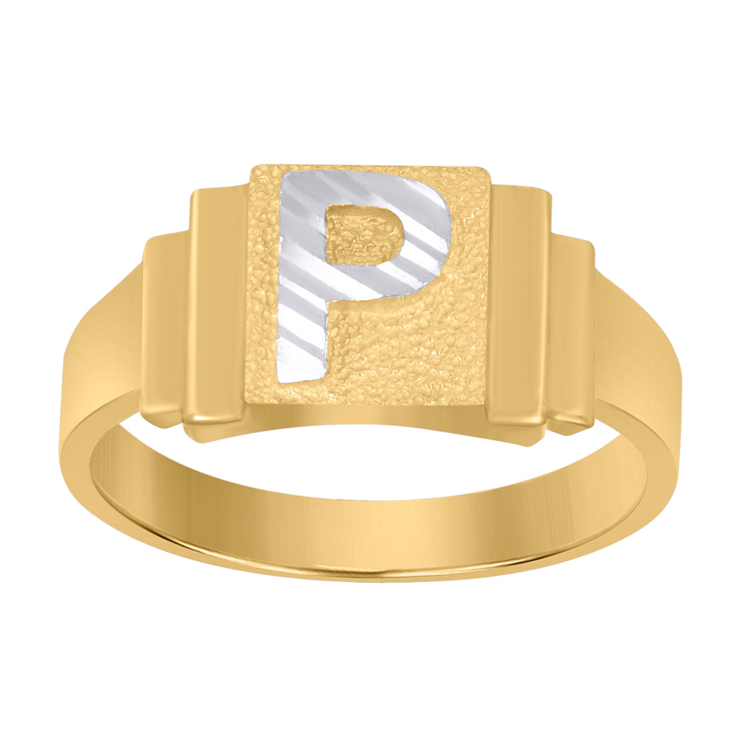 10K Two-Tone Gold Unisex Initial Alphabet Bridal Anniversary Engagement Wedding Ring