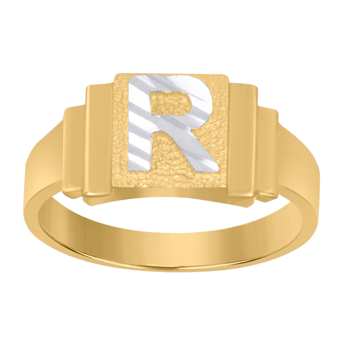 10K Two-Tone Gold Unisex Initial Alphabet Bridal Anniversary Engagement Wedding Ring