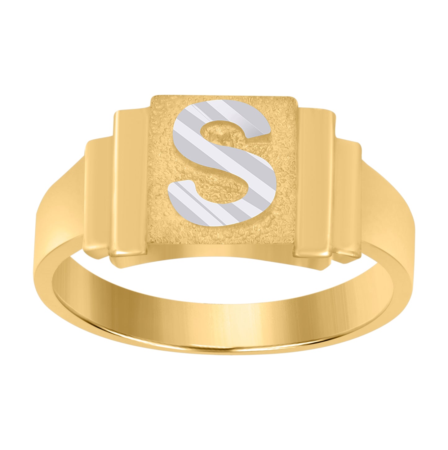 10K Two-Tone Gold Unisex Initial Alphabet Bridal Anniversary Engagement Wedding Ring
