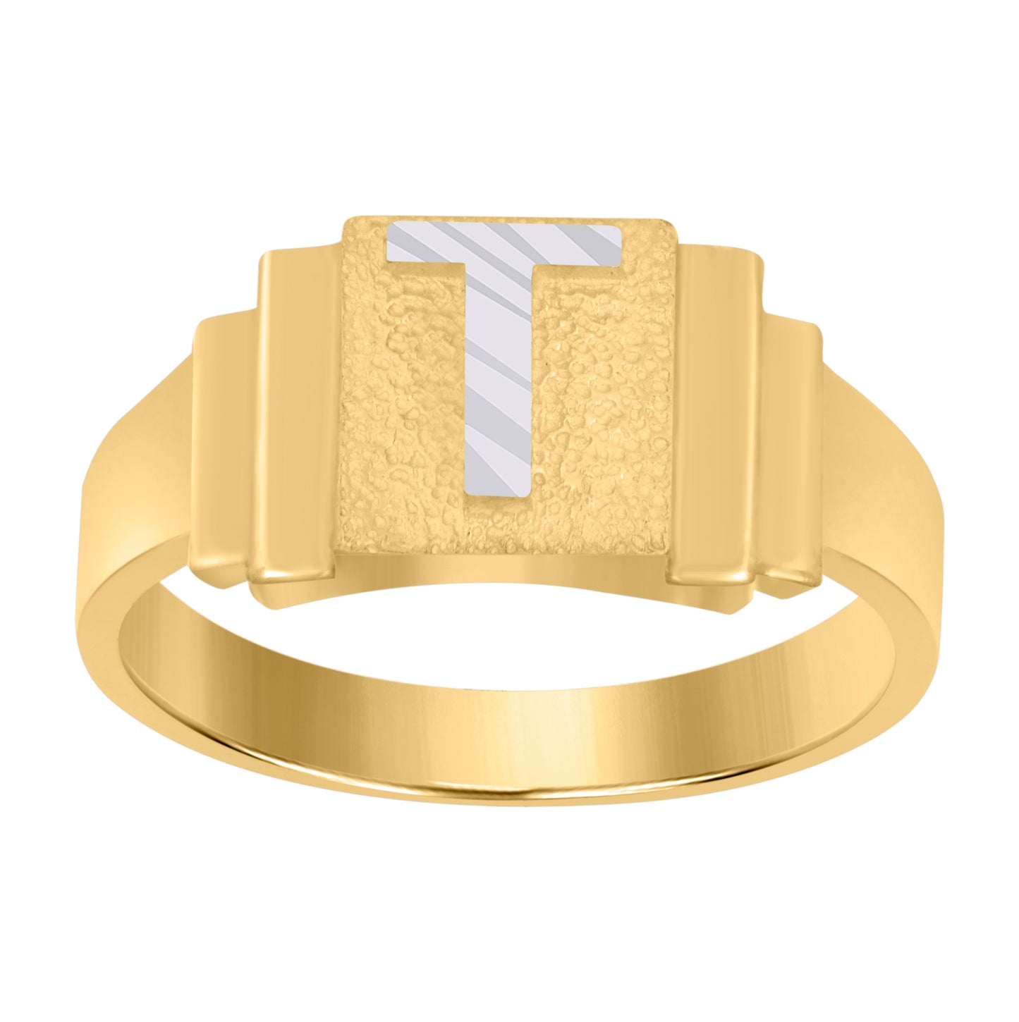 10K Two-Tone Gold Unisex Initial Alphabet Bridal Anniversary Engagement Wedding Ring