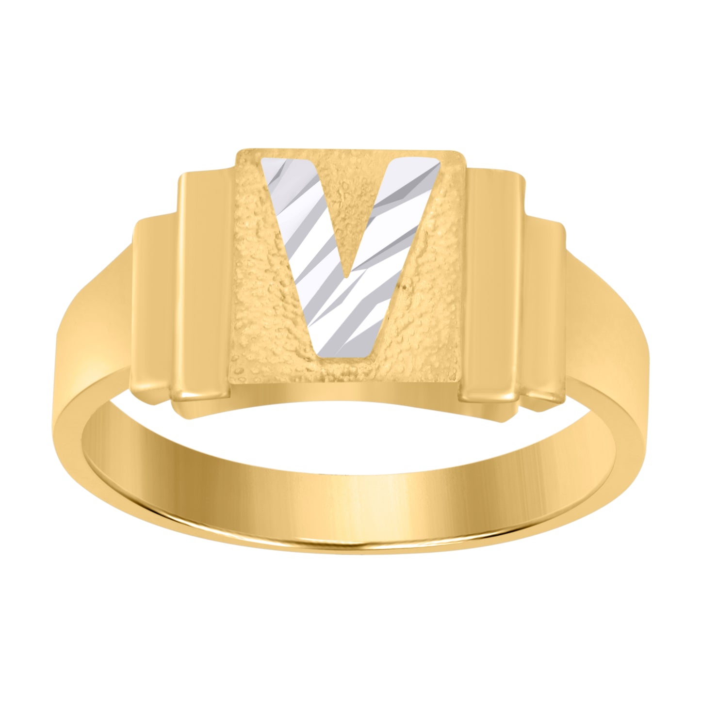 10K Two-Tone Gold Unisex Initial Alphabet Bridal Anniversary Engagement Wedding Ring
