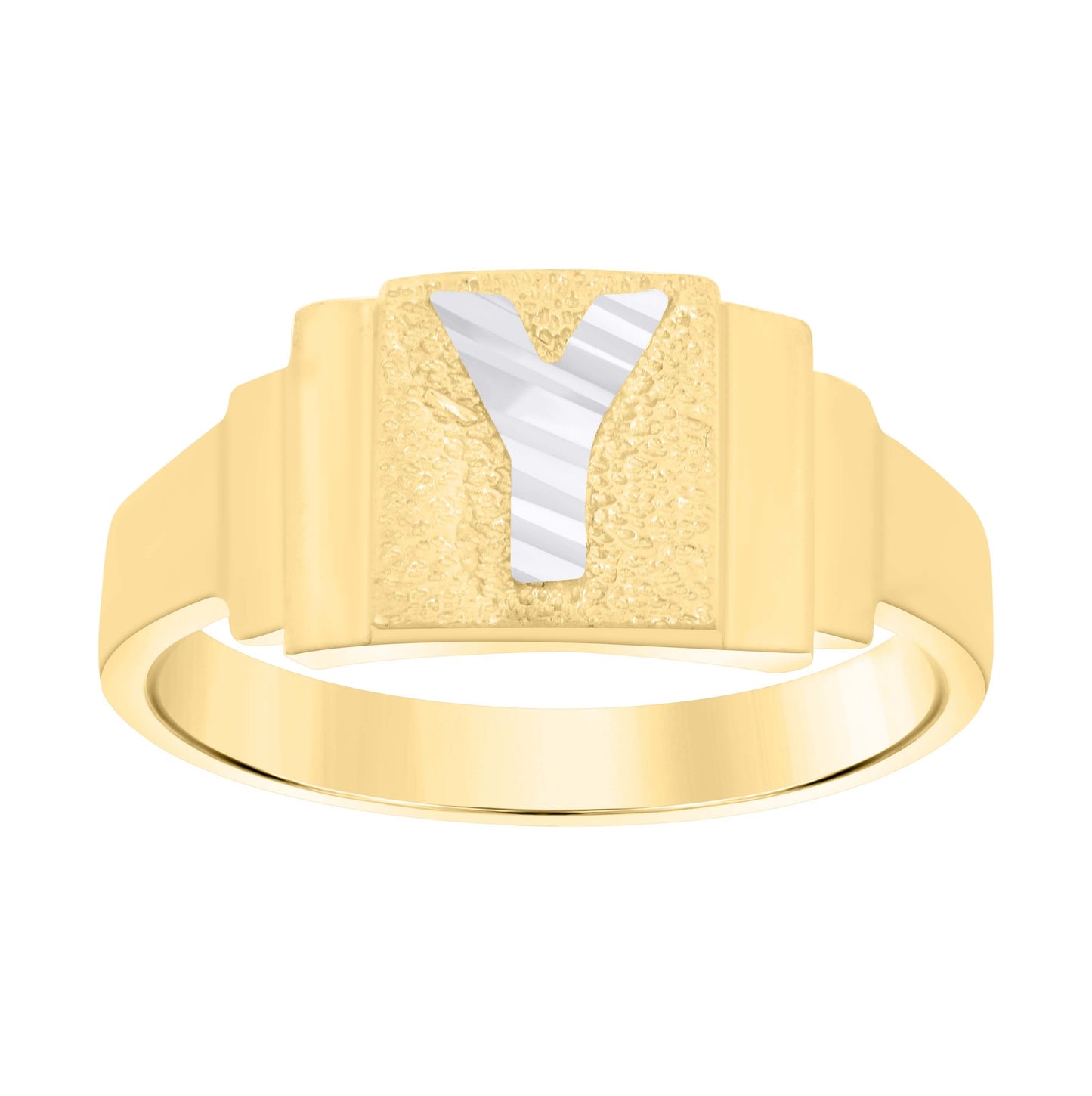 10K Two-Tone Gold Unisex Initial Alphabet Bridal Anniversary Engagement Wedding Ring