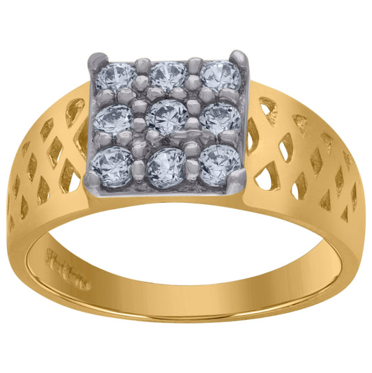 10K Two-Tone Gold Womens Cubic Zirconia Square Engagement Ring
