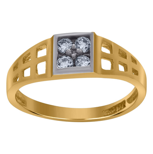 10K Two-Tone Gold Womens Cubic Zirconia Square Engagement Ring