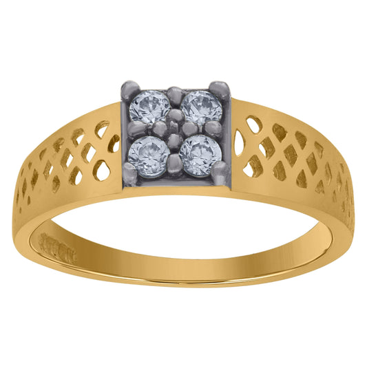 10K Two-Tone Gold Womens Cubic Zirconia Square Engagement Ring