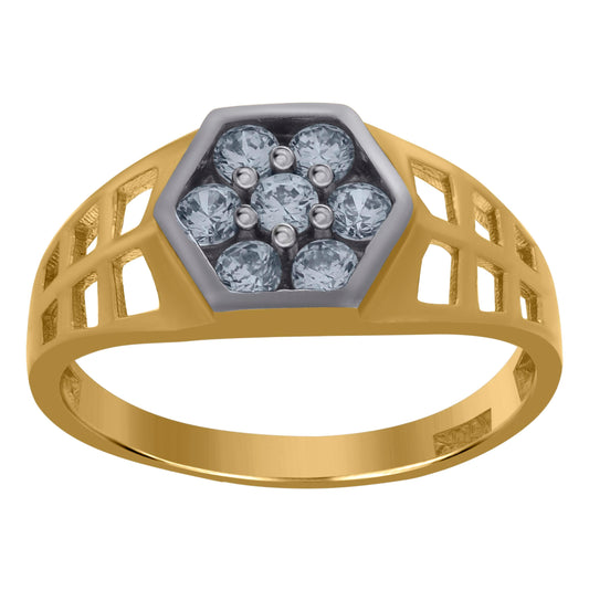 10K Two-Tone Gold Womens Cubic Zirconia Engagement Ring