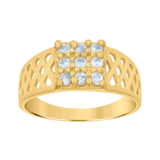 10K Two-Tone Gold Womens Cubic Zirconia Square Engagement Ring