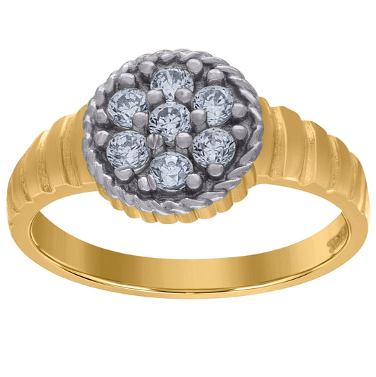 10K Two-Tone Gold Womens Cubic Zirconia Engagement Ring