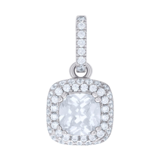 Sterling Silver Womens Cubic Zirconia Fashion Square Charm Pendant