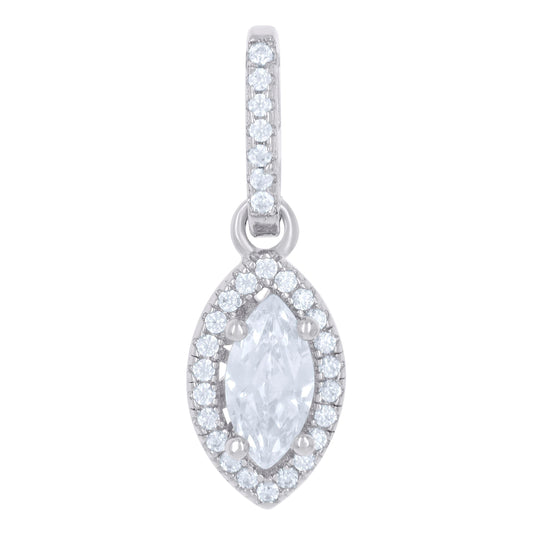 Sterling Silver Womens Cubic Zirconia Fashion Marquise Charm Pendant