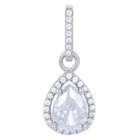 Sterling Silver Womens Cubic Zirconia Fashion Teardrop Charm Pendant