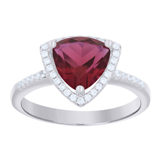Sterling Silver Womens Red Trillion Cubic Zirconia Fashion Bridal Anniversary Wedding Engagement Band Ring
