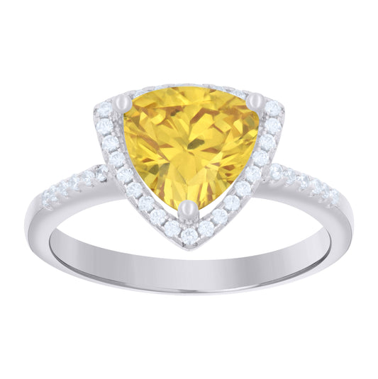 Sterling Silver Womens Yellow Trillion Cubic Zirconia Fashion Bridal Anniversary Wedding Engagement Band Ring