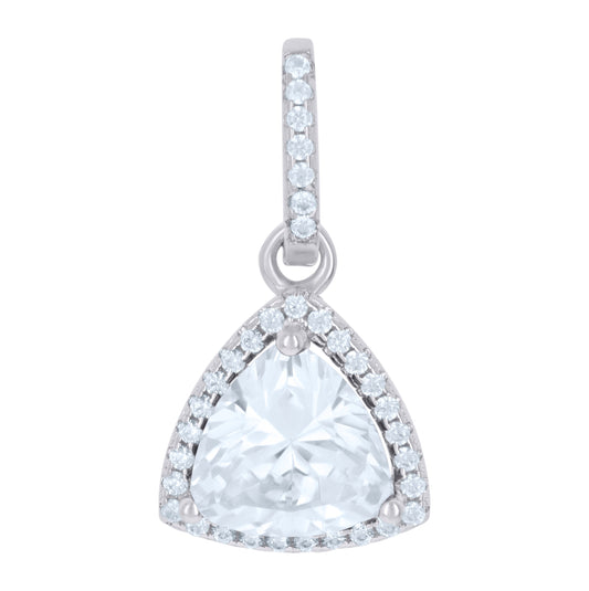 Sterling Silver Womens Cubic Zirconia Fashion Triangle Charm Pendant