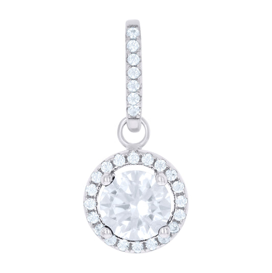 Sterling Silver Womens Cubic Zirconia Fashion Round Charm Pendant