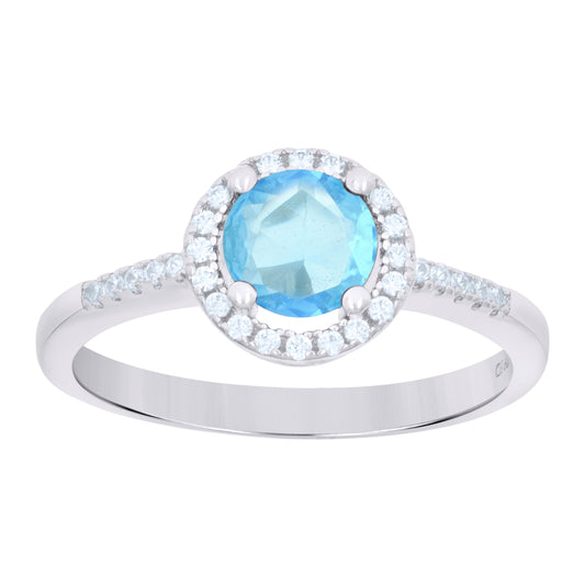 Sterling Silver Womens Aqua Cubic Zirconia Fashion Bridal Anniversary Wedding Engagement Band Ring
