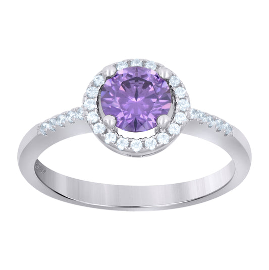 Sterling Silver Womens Purple Cubic Zirconia Fashion Bridal Anniversary Wedding Engagement Band Ring