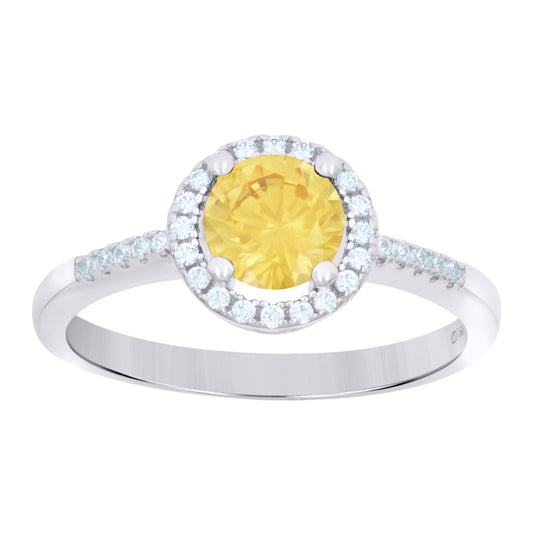 Sterling Silver Womens Yellow Cubic Zirconia Fashion Bridal Anniversary Wedding Engagement Band Ring