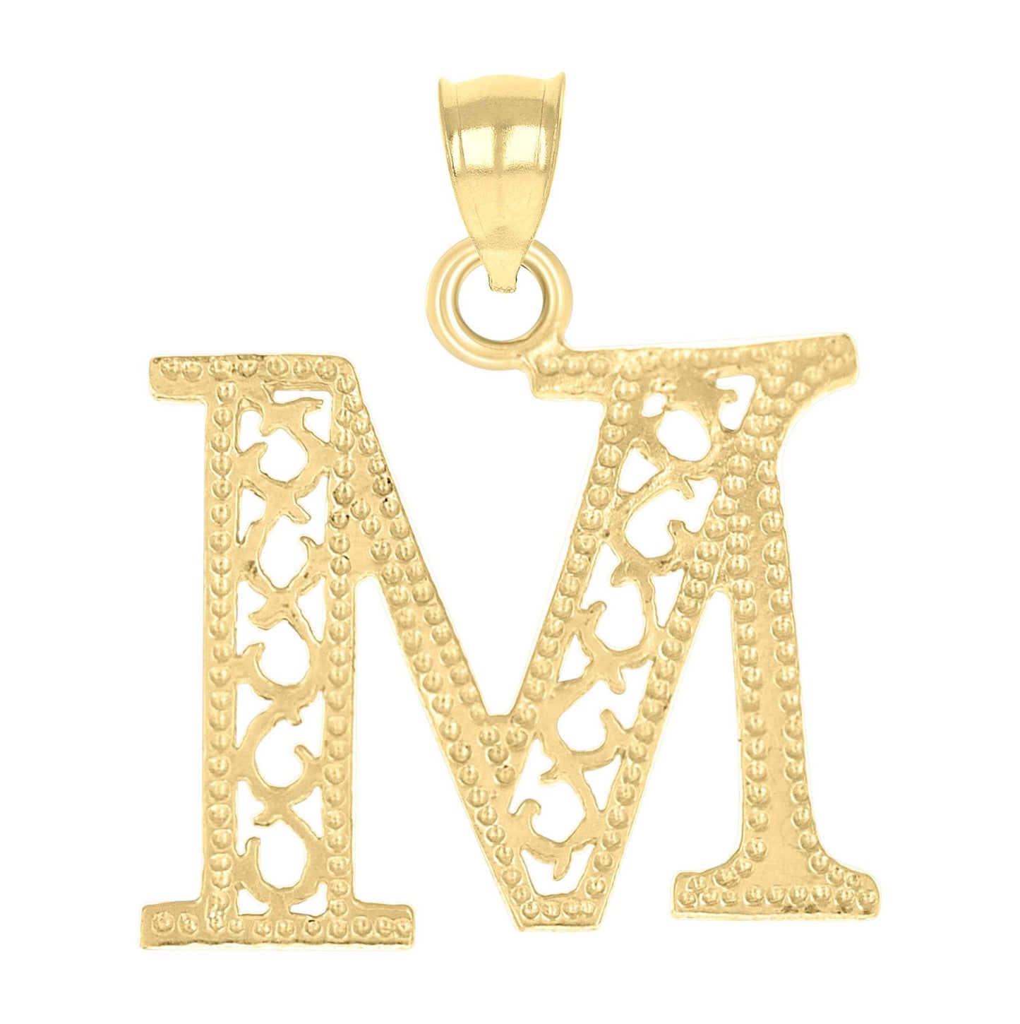 10K Yellow Gold Unisex Initial Letter Charm Pendant