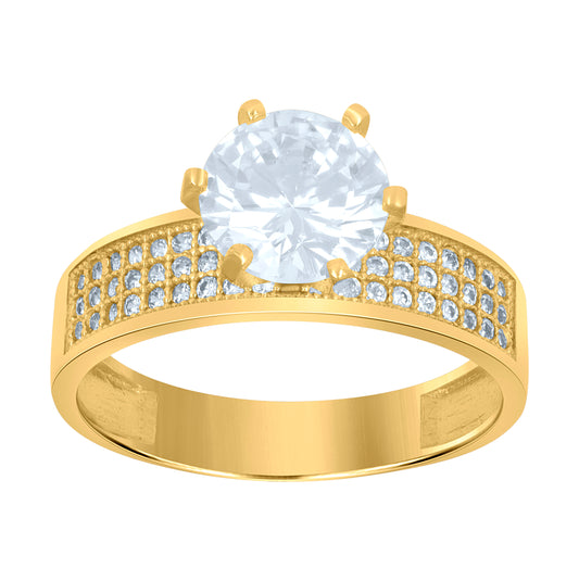 10K Two-Tone Gold Womens Cubic Zirconia Engagement Ring