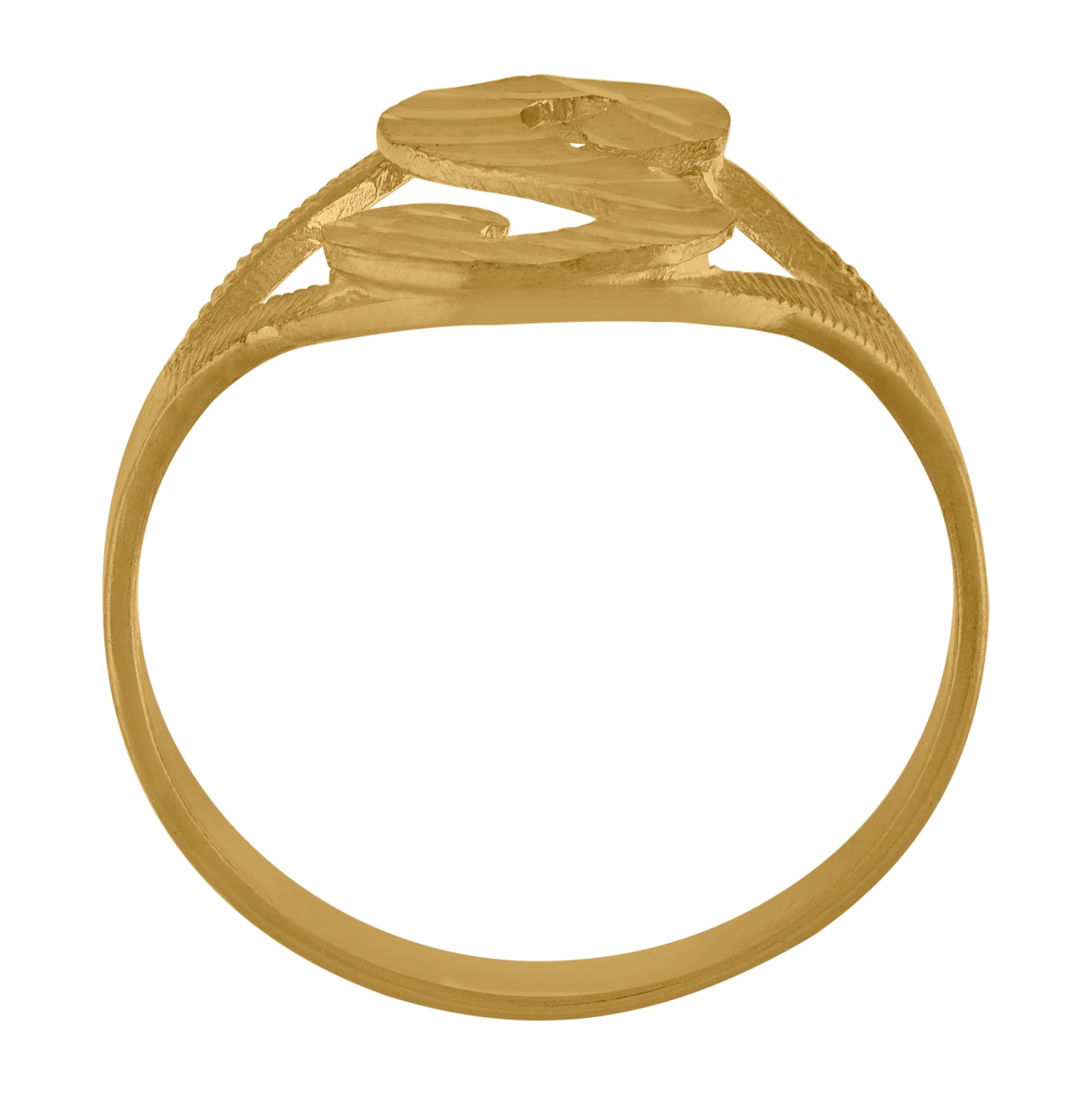 10K Yellow Gold Womens Diamond-Cut Textured Initial Letter Bridal Anniversary Engagement Wedding Band Ring