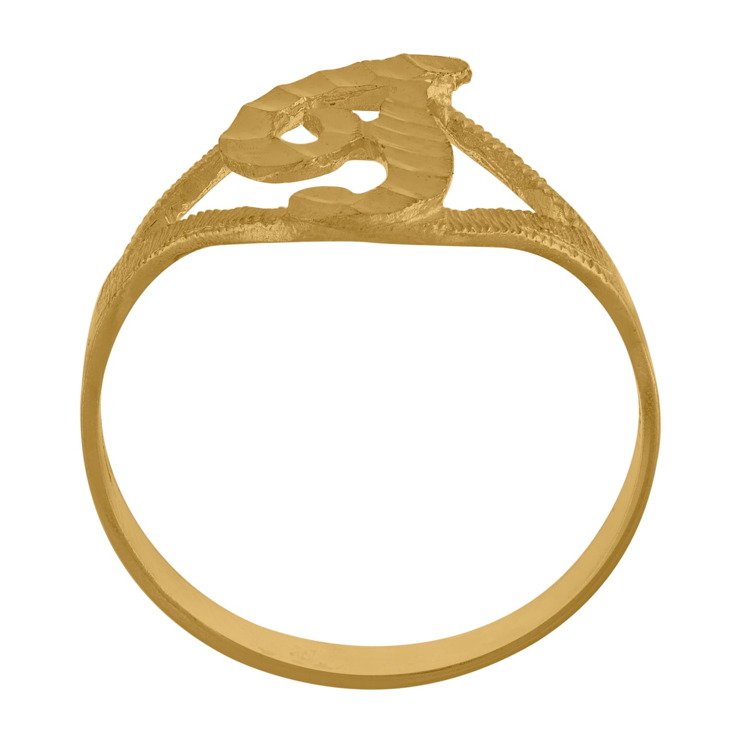10K Yellow Gold Womens Diamond-Cut Textured Initial Letter Bridal Anniversary Engagement Wedding Band Ring