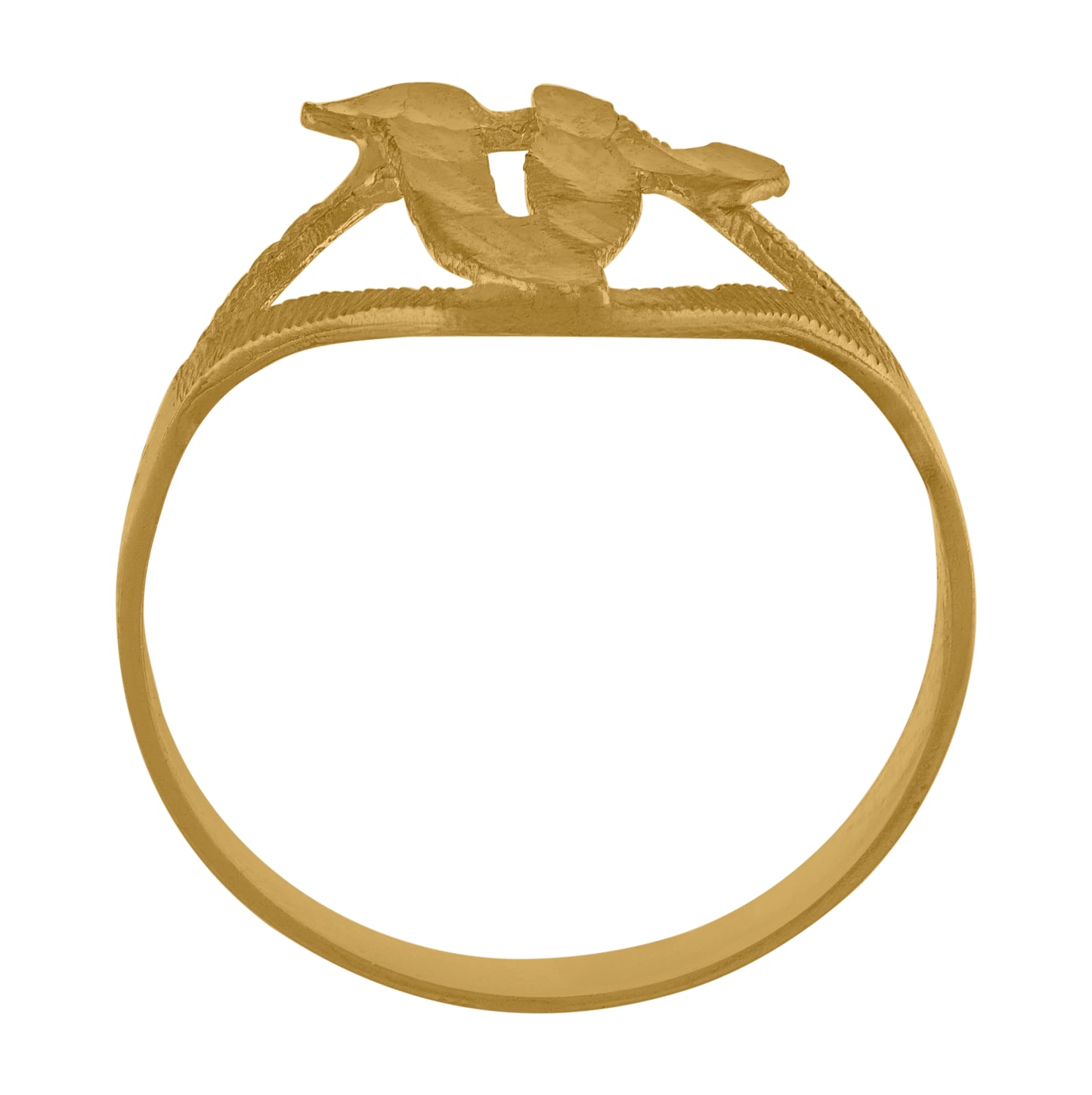 10K Yellow Gold Womens Diamond-Cut Textured Initial Letter Bridal Anniversary Engagement Wedding Band Ring