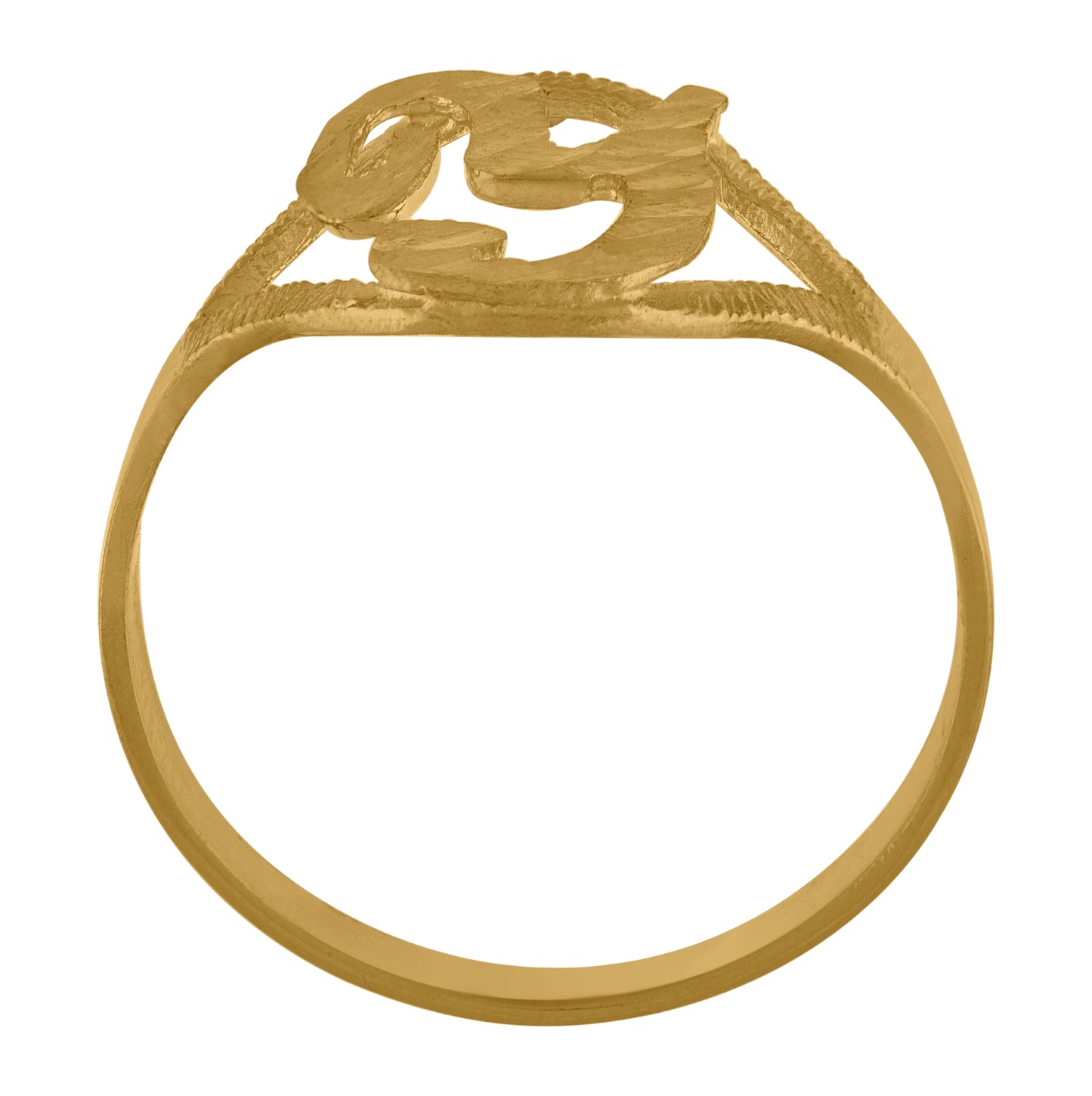 10K Yellow Gold Womens Diamond-Cut Textured Initial Letter Bridal Anniversary Engagement Wedding Band Ring